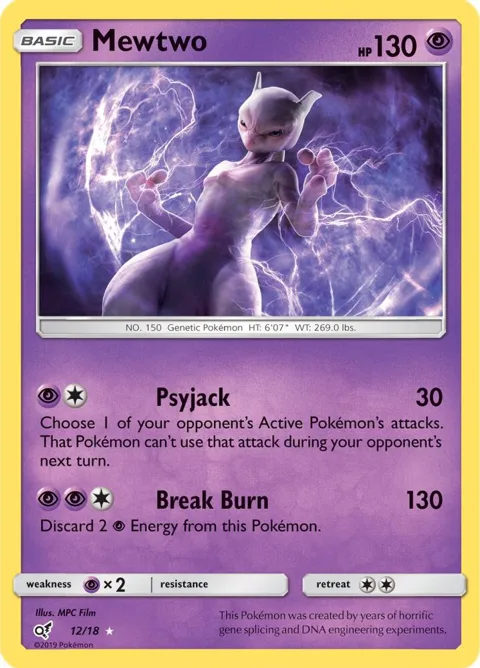 Mewtwo #12/18 Holofoil Pokémon card from Detective Pikachu