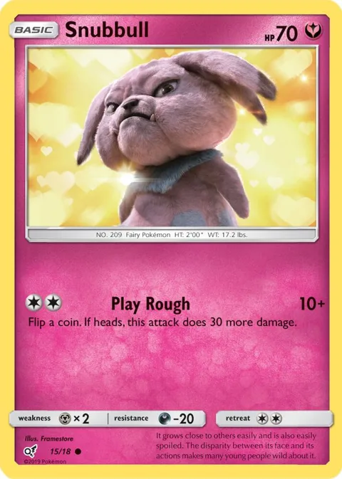 Snubbull Holo Common #15/18 Holofoil Pokémon card from Detective Pikachu