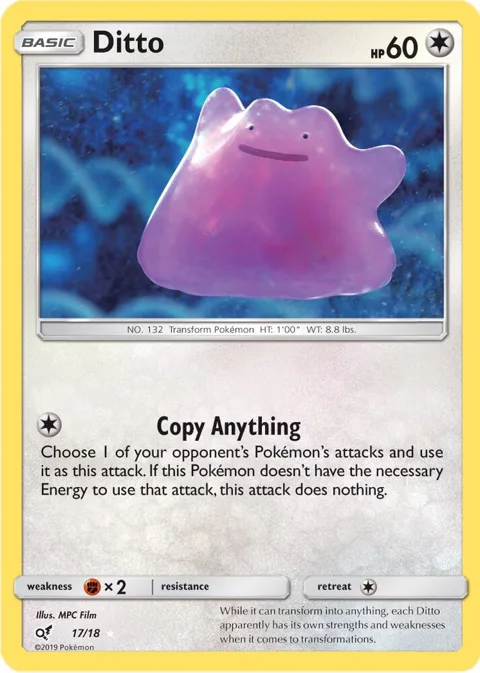 Ditto #17/18 Holofoil Pokémon card from Detective Pikachu