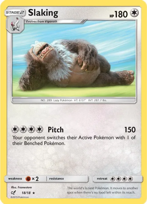 Slaking #18/18 Holofoil Pokémon card from Detective Pikachu