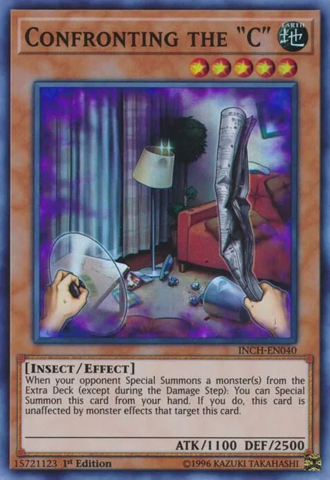 Confronting the "C" INCH-EN040 Yu-Gi-Oh card from The Infinity Chasers