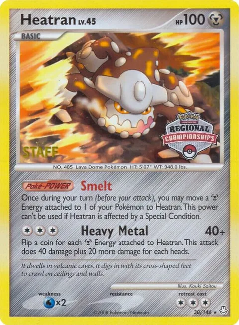 Heatran - 30/146 Regional Championships [Staff] #030/146 Pokémon card from League & Championship Cards