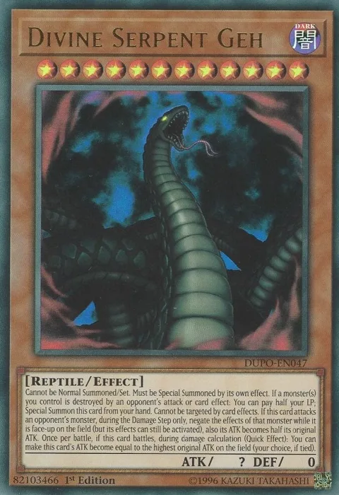 Divine Serpent Geh DUPO-EN047 1st Edition Yu-Gi-Oh card from Duel Power