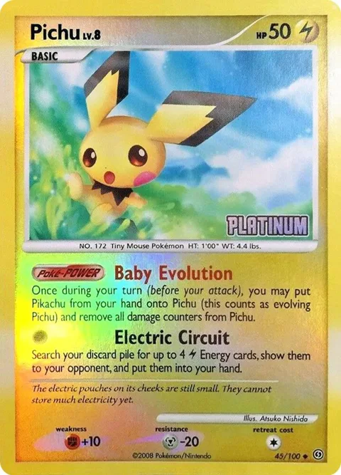 Pichu - 45/106 [Platinum] #045/100 Reverse Holofoil Pokémon card from Burger King Promos