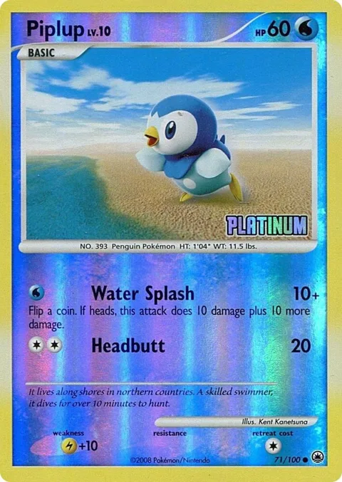 Piplup - 71/100 [Platinum] #071/100 Reverse Holofoil Pokémon card from Burger King Promos