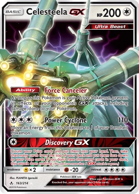 Celesteela GX #163/214 Holofoil Pokémon card from SM - Unbroken Bonds
