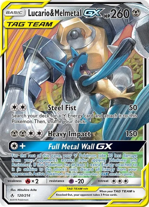 Lucario & Melmetal GX #120/214 Holofoil Pokémon card from SM - Unbroken Bonds