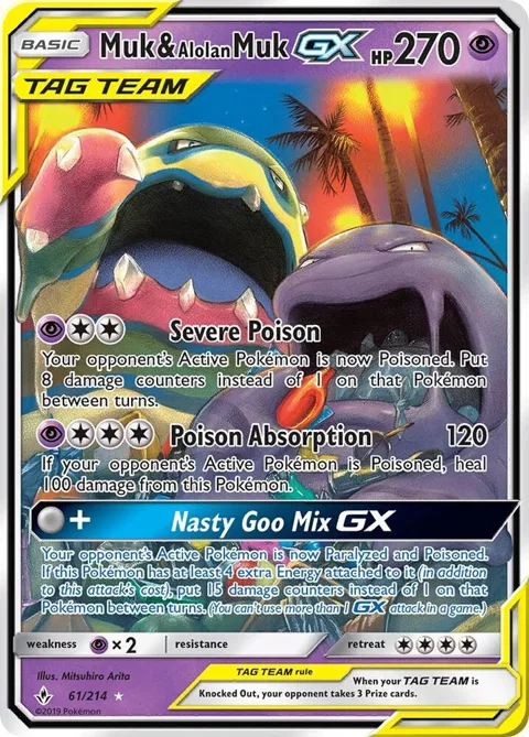 Muk & Alolan Muk GX #61/214 Holofoil Pokémon card from SM - Unbroken Bonds