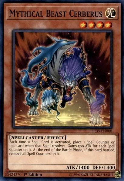 Mythical Beast Cerberus SR08-EN008 Yu-Gi-Oh card from Structure Deck: Order of the Spellcasters