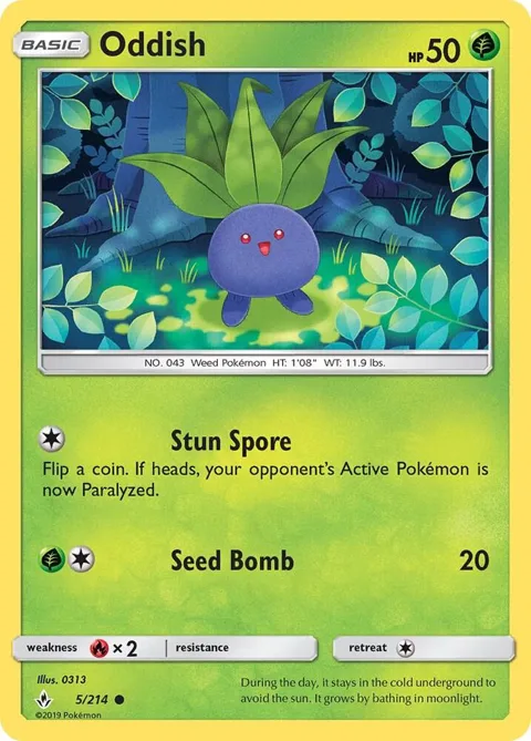 Oddish 5 #5/214 Pokémon card from SM - Unbroken Bonds
