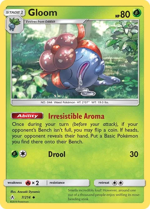 Gloom #7/214 Pokémon card from SM - Unbroken Bonds