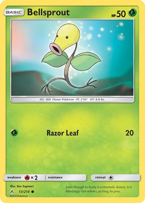 Bellsprout #13/214 Reverse Holofoil Pokémon card from SM - Unbroken Bonds