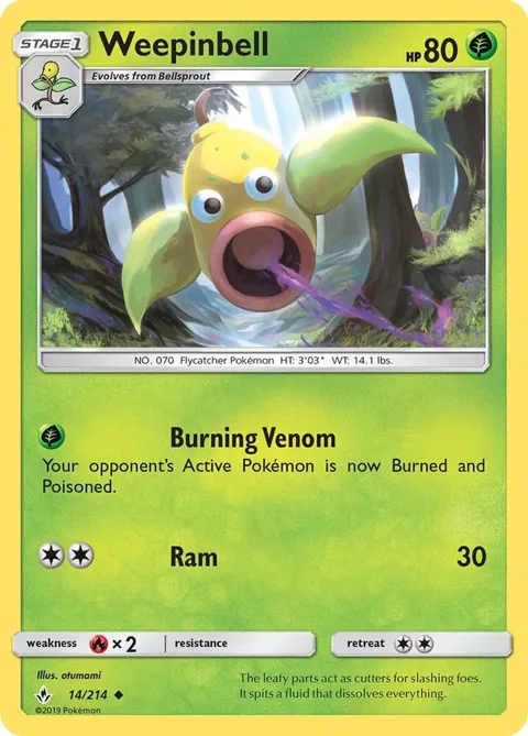 Weepinbell #14/214 Reverse Holofoil Pokémon card from SM - Unbroken Bonds