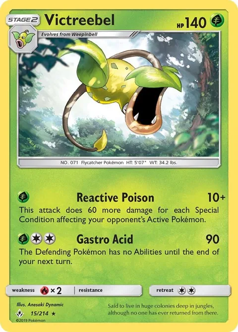 Victreebel #15/214 Reverse Holofoil Pokémon card from SM - Unbroken Bonds