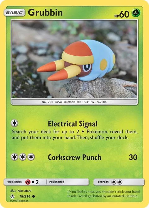 Grubbin #18/214 Reverse Holofoil Pokémon card from SM - Unbroken Bonds