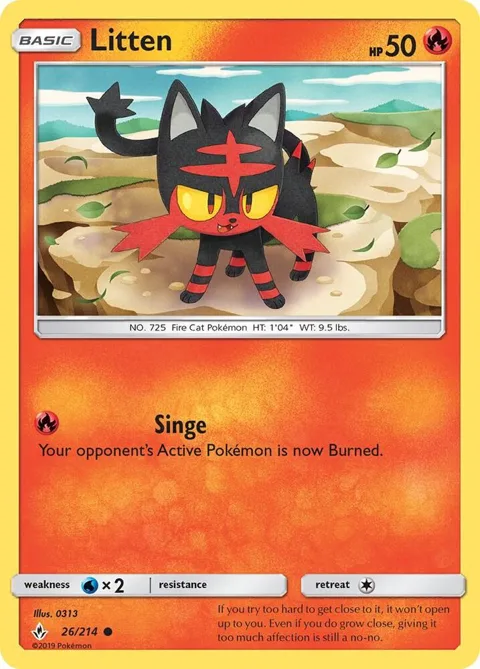 Litten 26 #26/214 Pokémon card from SM - Unbroken Bonds