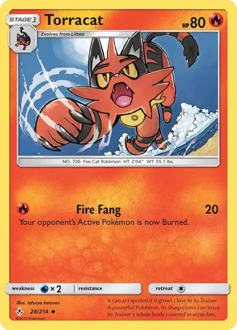 Torracat #28/214 Reverse Holofoil Pokémon card from SM - Unbroken Bonds