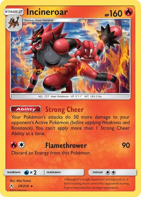 Incineroar #29/214 Pokémon card from SM - Unbroken Bonds