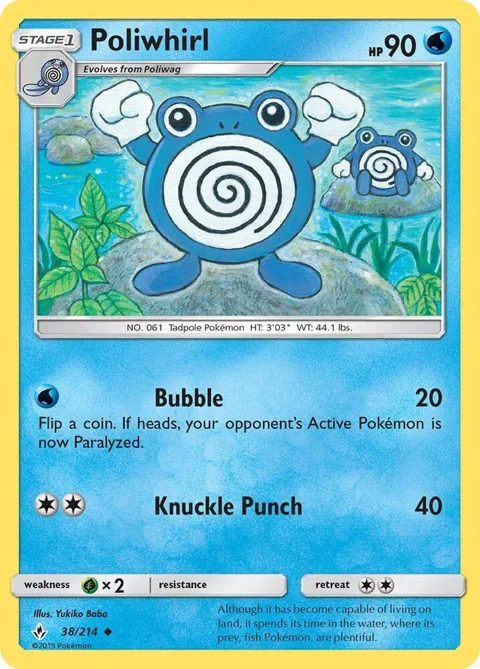 Poliwhirl #38/214 Reverse Holofoil Pokémon card from SM - Unbroken Bonds