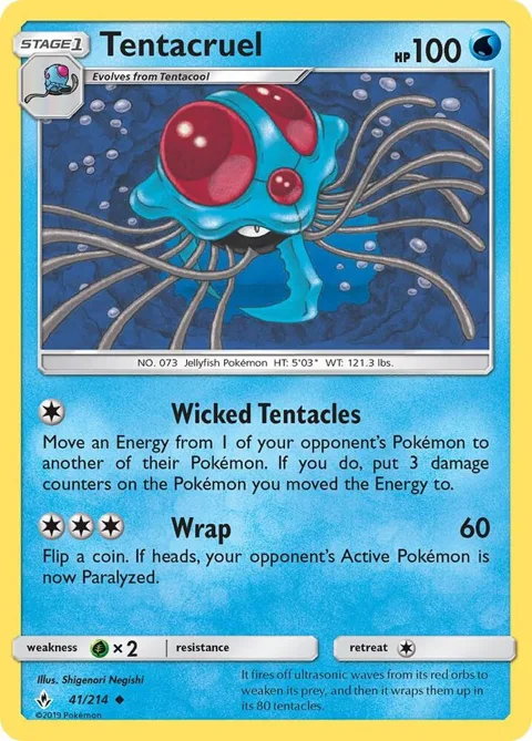 Tentacruel #41/214 Reverse Holofoil Pokémon card from SM - Unbroken Bonds