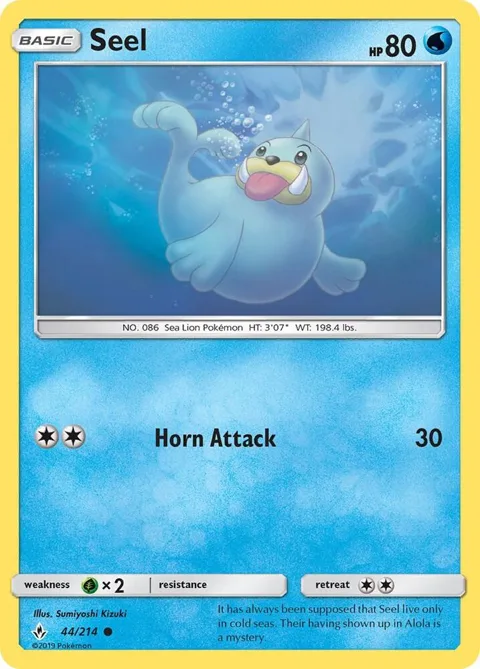 Seel #44/214 Pokémon card from SM - Unbroken Bonds