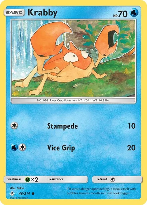 Krabby #46/214 Pokémon card from SM - Unbroken Bonds