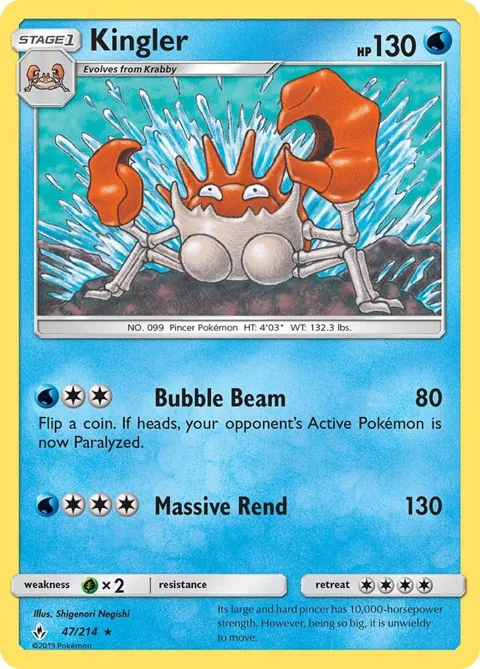 Kingler #47/214 Pokémon card from SM - Unbroken Bonds