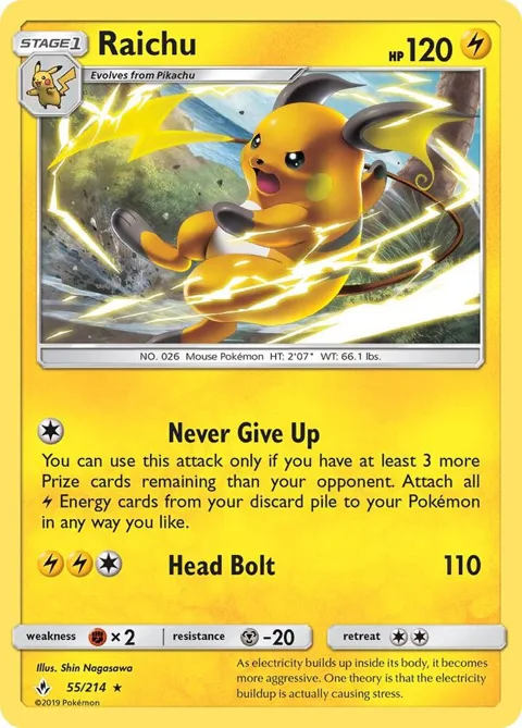 Raichu #55/214 Pokémon card from SM - Unbroken Bonds