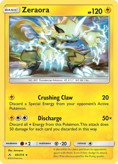 Zeraora #60/214 Pokémon card from SM - Unbroken Bonds
