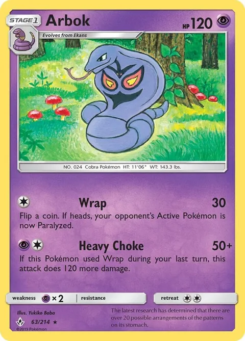 Arbok #63/214 Pokémon card from SM - Unbroken Bonds