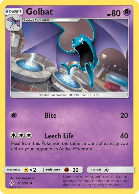 Golbat #65/214 Pokémon card from SM - Unbroken Bonds