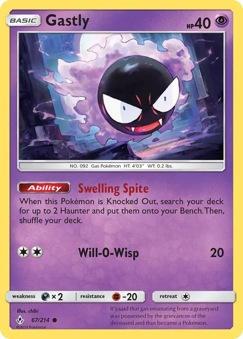 Gastly 67 #67/214 Reverse Holofoil Pokémon card from SM - Unbroken Bonds