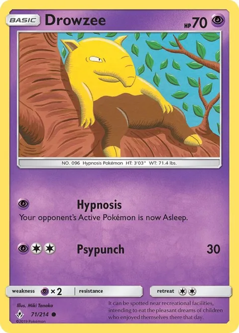Drowzee #71/214 Pokémon card from SM - Unbroken Bonds