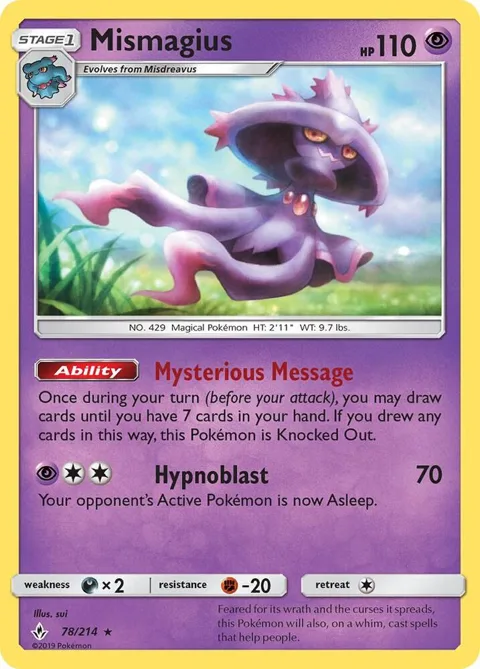 Mismagius #78/214 Reverse Holofoil Pokémon card from SM - Unbroken Bonds