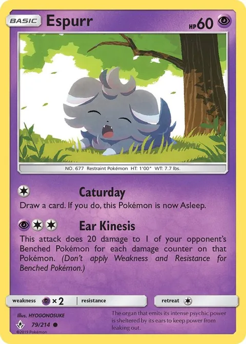 Espurr #79/214 Pokémon card from SM - Unbroken Bonds