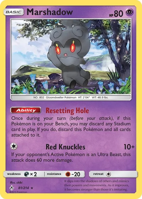 Marshadow #81/214 Reverse Holofoil Pokémon card from SM - Unbroken Bonds