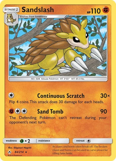 Sandslash #84/214 Pokémon card from SM - Unbroken Bonds