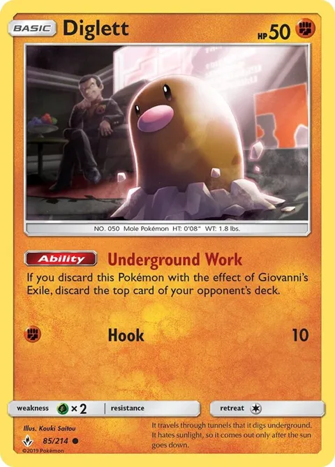 Diglett #85/214 Reverse Holofoil Pokémon card from SM - Unbroken Bonds