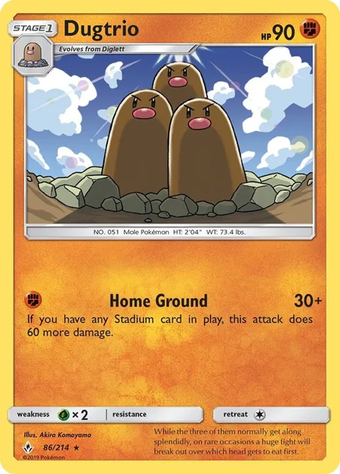 Dugtrio #86/214 Reverse Holofoil Pokémon card from SM - Unbroken Bonds