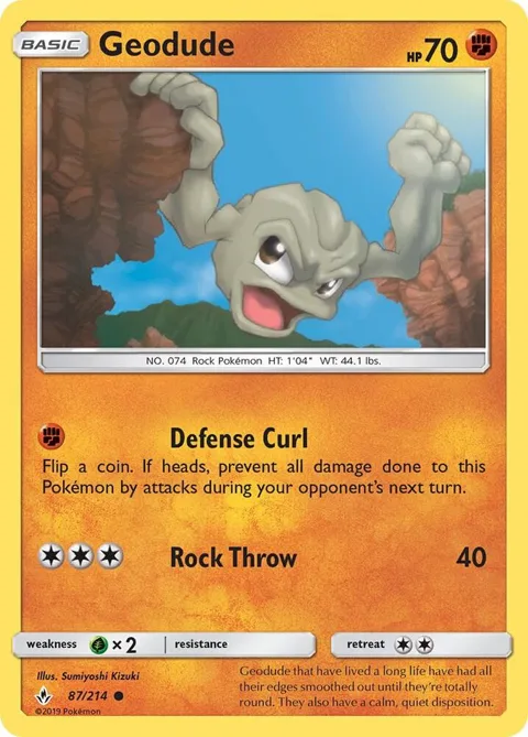 Geodude #87/214 Pokémon card from SM - Unbroken Bonds