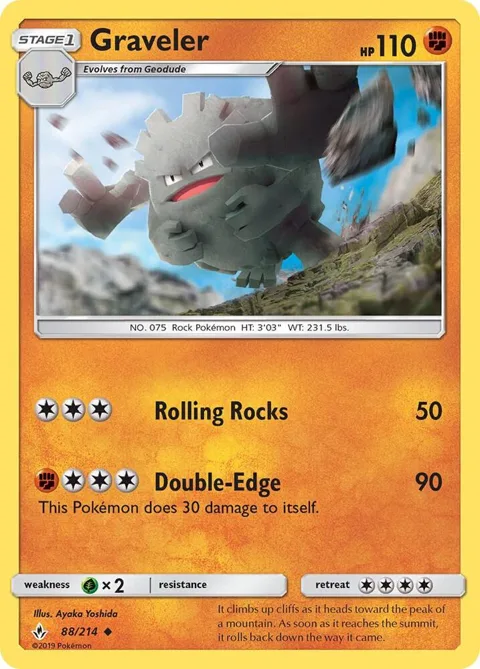 Graveler #88/214 Reverse Holofoil Pokémon card from SM - Unbroken Bonds