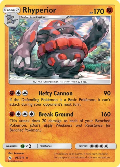 Rhyperior #95/214 Pokémon card from SM - Unbroken Bonds