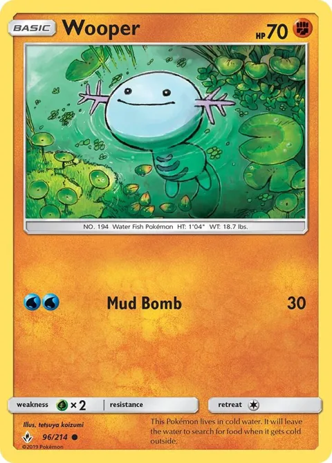 Wooper #96/214 Pokémon card from SM - Unbroken Bonds