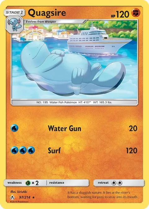 Quagsire #97/214 Reverse Holofoil Pokémon card from SM - Unbroken Bonds