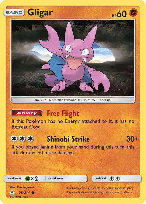 Gligar #98/214 Pokémon card from SM - Unbroken Bonds