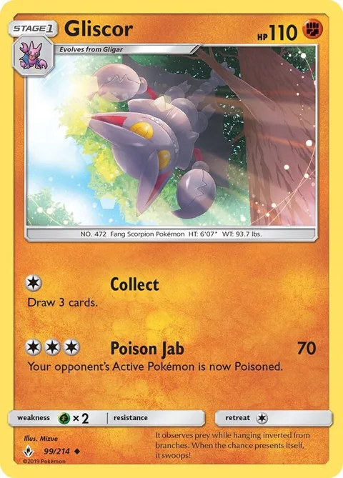 Gliscor #99/214 Reverse Holofoil Pokémon card from SM - Unbroken Bonds