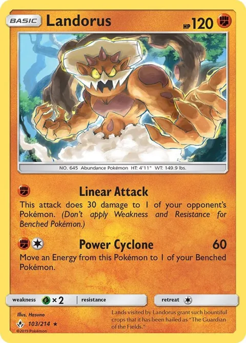 Landorus #103/214 Holofoil Pokémon card from SM - Unbroken Bonds
