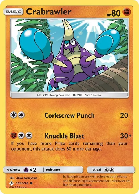 Crabrawler #104/214 Reverse Holofoil Pokémon card from SM - Unbroken Bonds