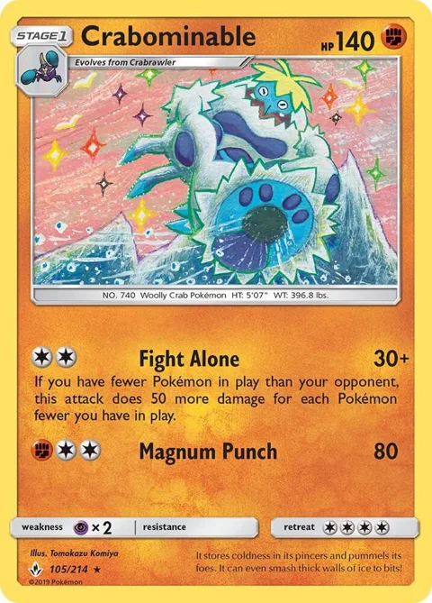 Crabominable #105/214 Reverse Holofoil Pokémon card from SM - Unbroken Bonds