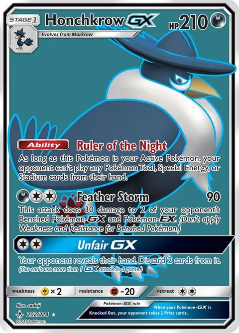 Honchkrow GX Full Art #202/214 Holofoil Pokémon card from SM - Unbroken Bonds